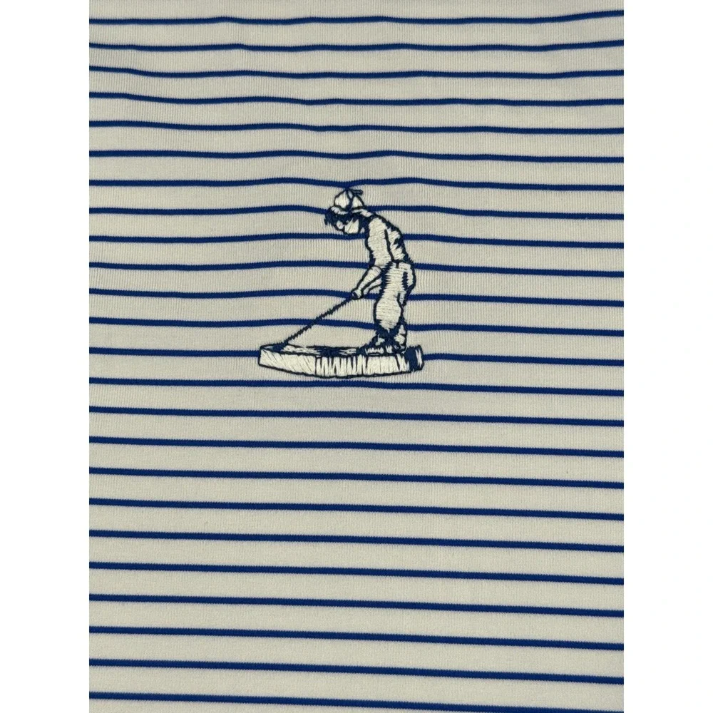 G/FORE Mens Striped Golf Polo Shirt Blue White Short Sleeve Size Large L‎
